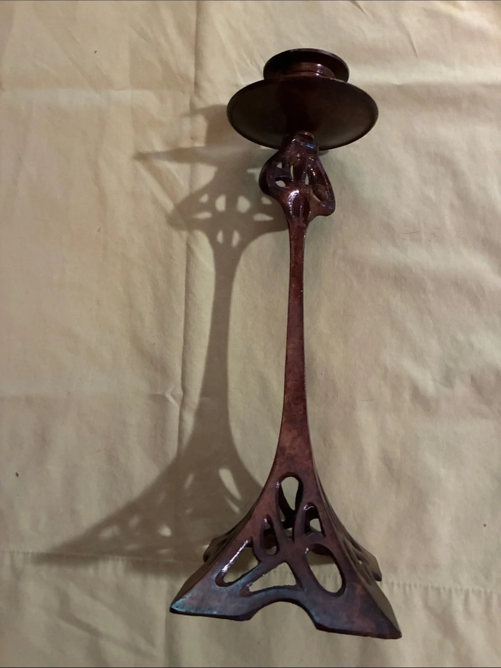 Cast Iron Long Decorative Candle Holder - Brown